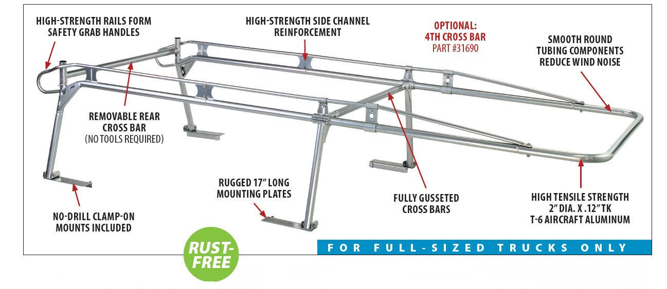 aluminum truck rack features