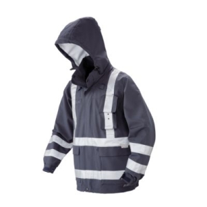 high-visibility rain parka