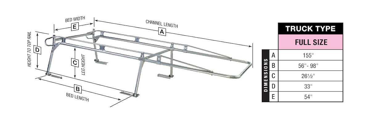 Pro IV Truck Rack Dimensions