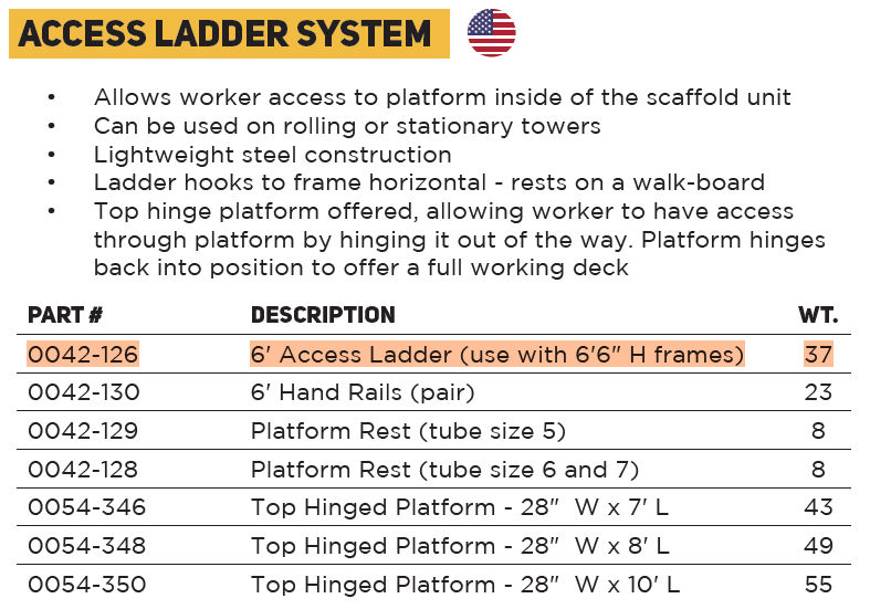 Scaffold Access Ladder Part Number