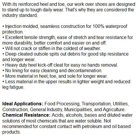 rubber overshoes specs