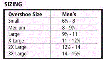 Rubber Overshoes sizing chart