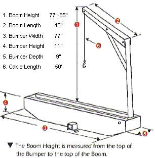 1 ton truck crane dimensions