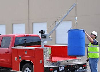 2000 lb truck crane lifting drum