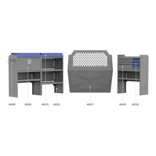 Electrical Contractor's Van Package 43" H Shelves for Transit Connect