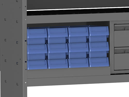 Divided Plastic Bin Module With Shelf Lip